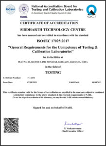 NABL accreditation (ISO/IEC 17025:2017)
